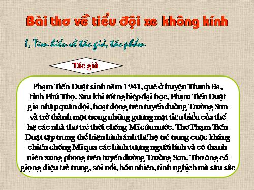 Bài 10. Bài thơ về tiểu đội xe không kính