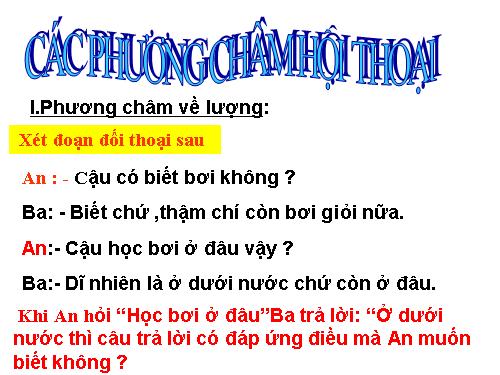 Bài 1. Các phương châm hội thoại