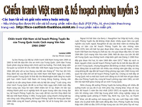 Chiến tranh VN và kế hoạch phòng tuyến 3 TQ