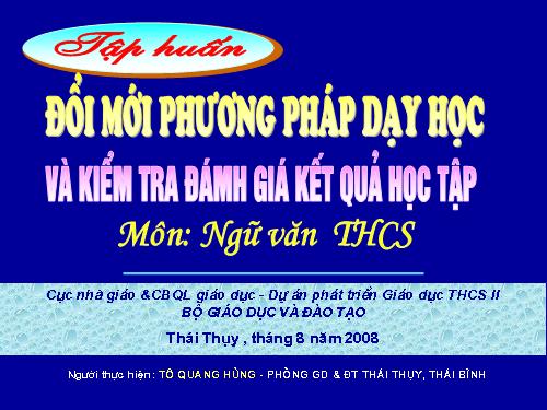 Chuyên đề: Đổi mới phương pháy dạy học Ngữ văn