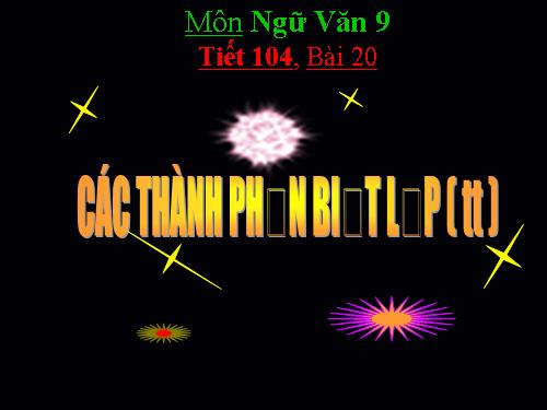 Bài 20. Các thành phần biệt lập (tiếp theo)