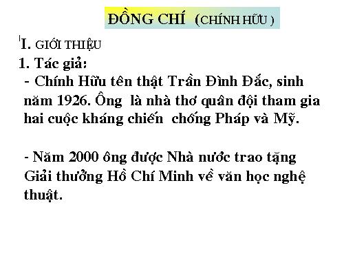 Bài 10. Đồng chí