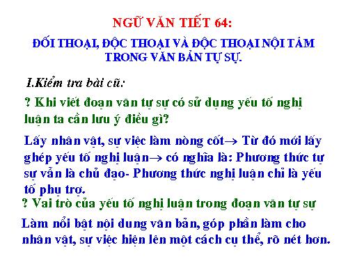 Bài 13. Đối thoại, độc thoại và độc thoại nội tâm trong văn bản tự sự