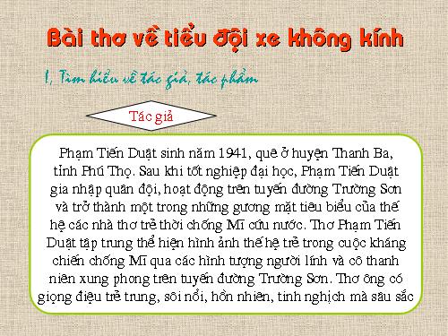 Bài 10. Bài thơ về tiểu đội xe không kính