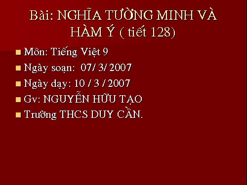 Bài 24. Nghĩa tường minh và hàm ý