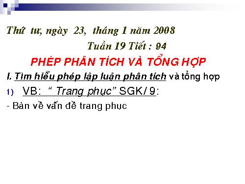 Bài 18. Phép phân tích và tổng hợp