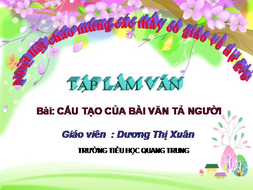 Tuần 12. Cấu tạo của bài văn tả người