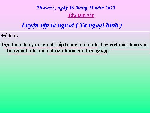 Tuần 13. Luyện tập tả người (Tả ngoại hình)