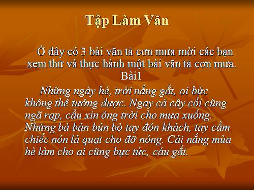 Tuần 1-2-3-4-6-7-8. Luyện tập tả cảnh