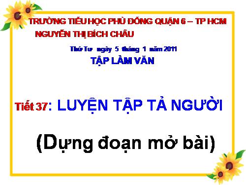 Tuần 19. Luyện tập tả người (Dựng đoạn mở bài)