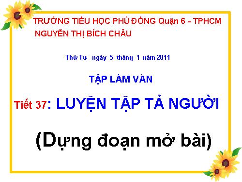 Tuần 19. Luyện tập tả người (Dựng đoạn mở bài)