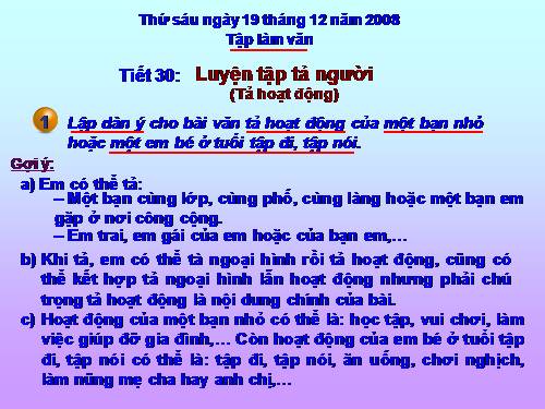 Tuần 15. Luyện tập tả người (Tả hoạt động)