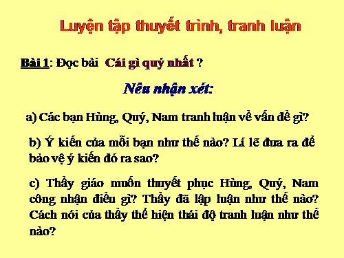 Tuần 9. Luyện tập thuyết trình, tranh luận