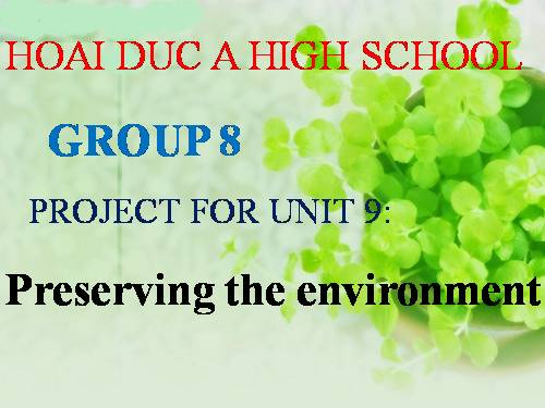 Unit 09. Preserving the Environment. Lesson 8. Looking back - project