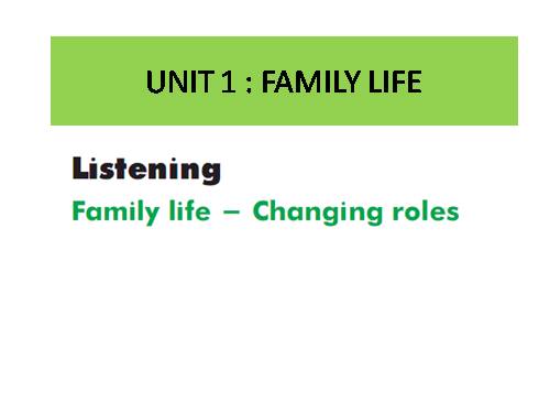 Unit 01. Family Life. Lesson 5. Listening