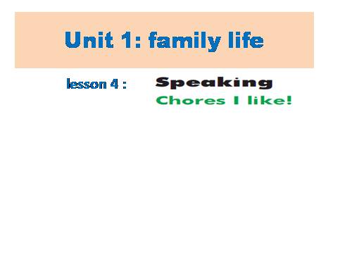 Unit 01. Family Life. Lesson 4. Speaking