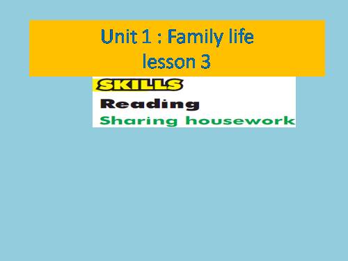 Unit 01. Family Life. Lesson 3. Reading