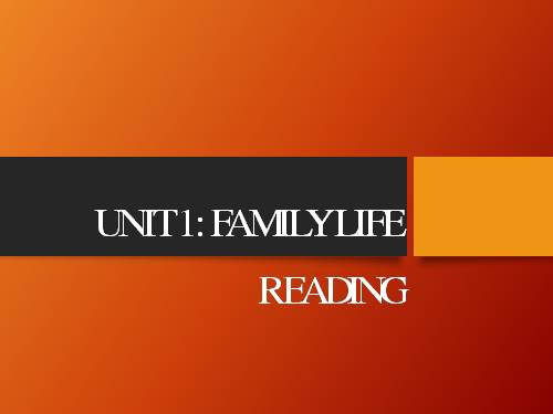 Unit 01. Family Life. Lesson 3. Reading