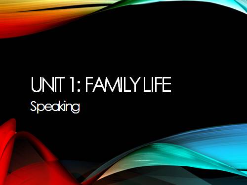 Unit 01. Family Life. Lesson 4. Speaking