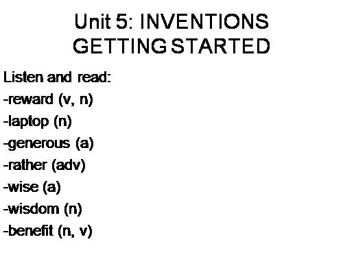Unit 05. Inventions. Lesson 1. Getting started