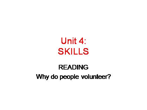 Unit 04. For a Better Community. Lesson 3. Reading