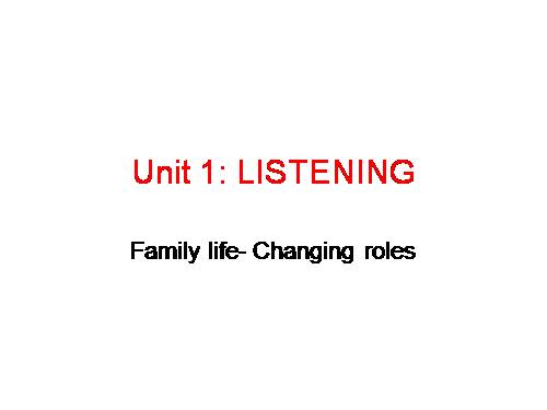 Unit 01. Family Life. Lesson 5. Listening