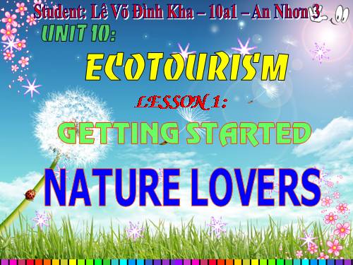 Unit 10. Ecotourism. Lesson 1. Getting started