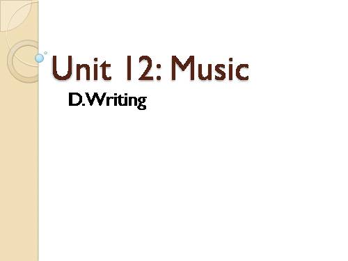 Unit 12. Music