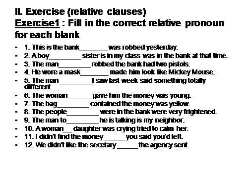 English 10- Exercise Review Relative clause