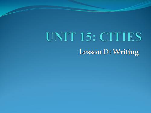 Unit 15. Cities