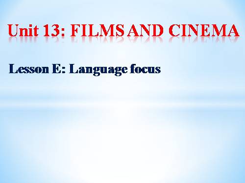 Unit 13. Films and cinema