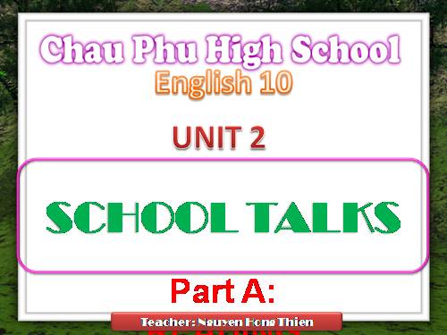 Unit 2. School talks