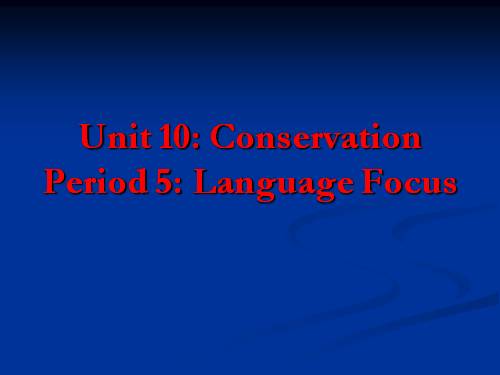 Unit 10. Conservation