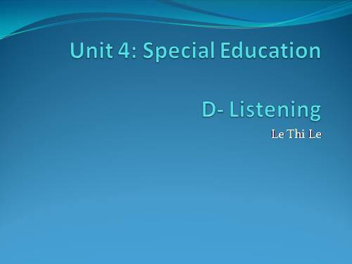 Unit 4. Special education