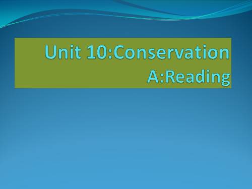 Unit 10. Conservation