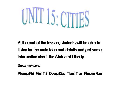 Unit 15. Cities