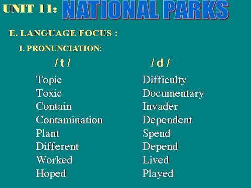 Unit 11. National parks