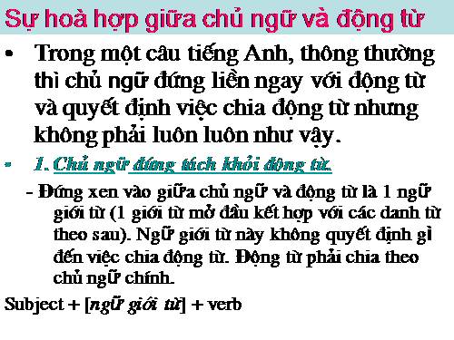 Sự hòa hợp giữa chủ ngữ và động từ