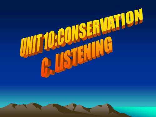 Unit 10. Conservation