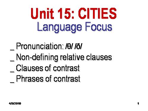 Unit 15. Cities