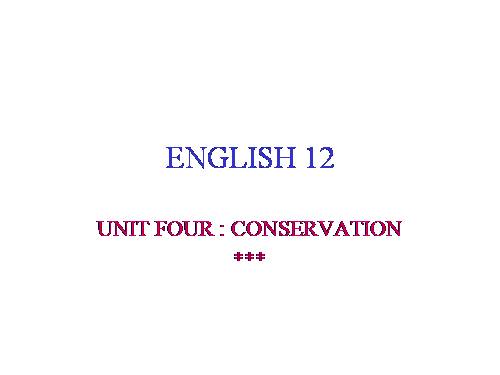 Unit 10. Conservation