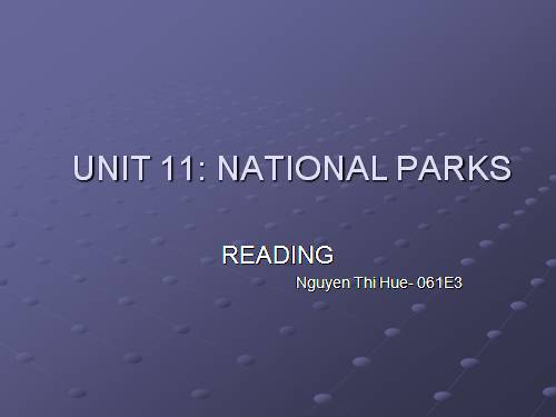 Unit 11. National parks