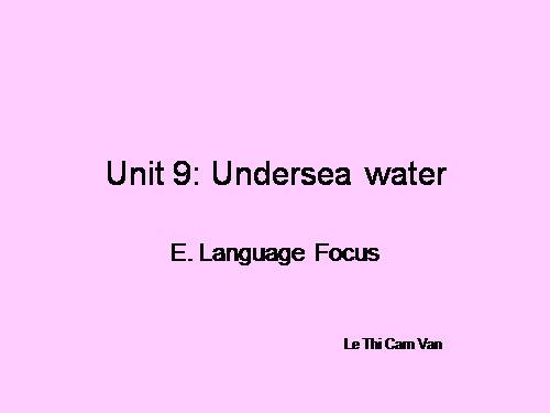 Unit 9. Undersea world