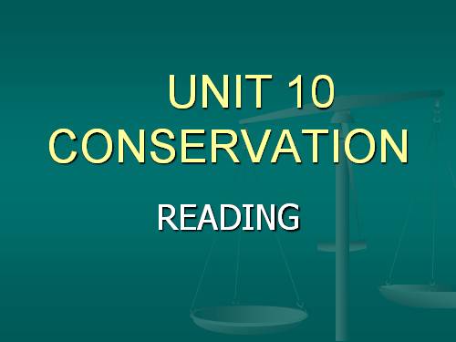 Unit 10. Conservation