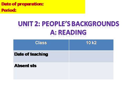 Unit 3. People's background