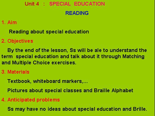 Unit 4. Special education