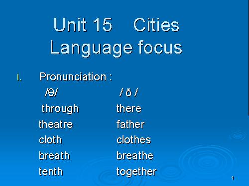 Unit 15. Cities