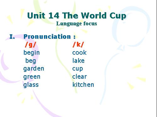 Unit 14. The world cup