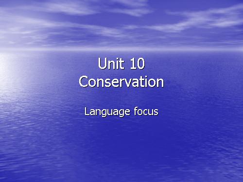 Unit 10. Conservation