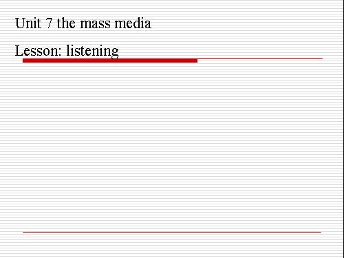 Unit 7. The mass media